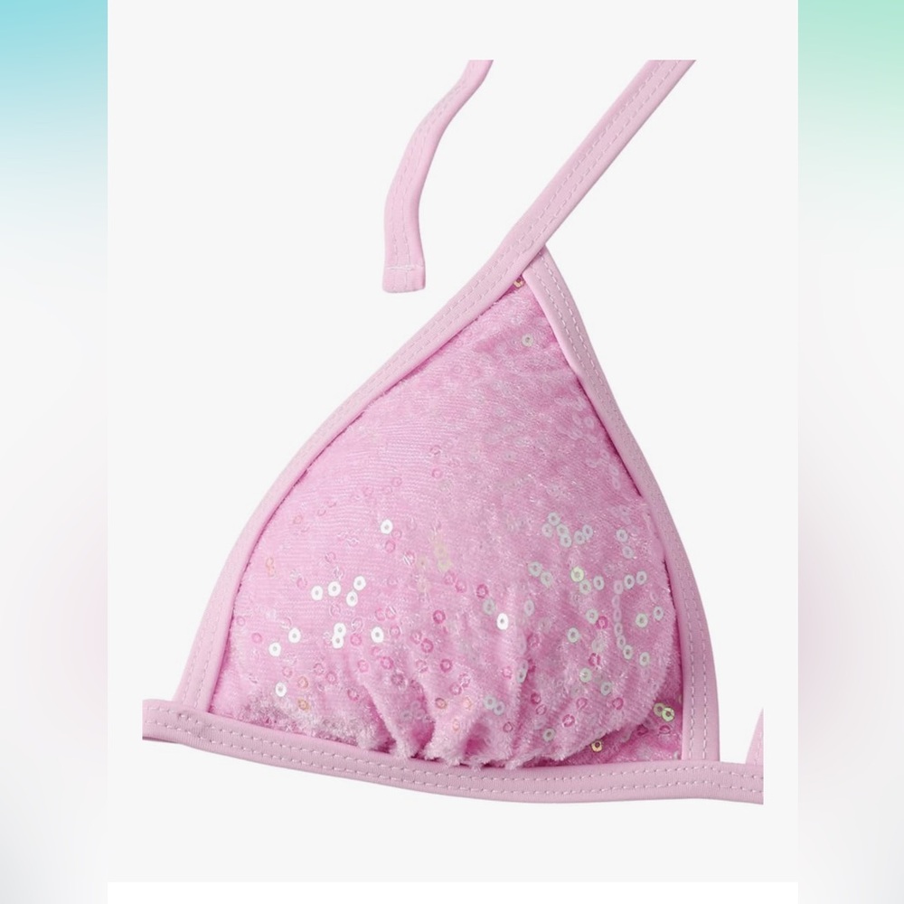 NWT Pink Sequin Bikini Set Amazon Sweatyrocks size XL - Picture 3 of 4